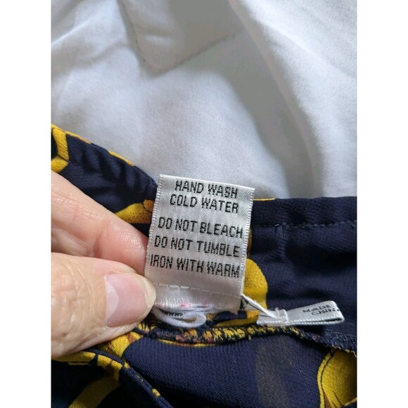 Feratelli Tunic Top Womens S Flowy Navy Status Print Sheer Moto Zip RollTab Glam - Picture 11 of 13